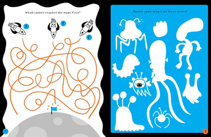 Brain Boosters Space Puzzles (with neon colors) Learning Activity Book for Kids by Vicky Barker